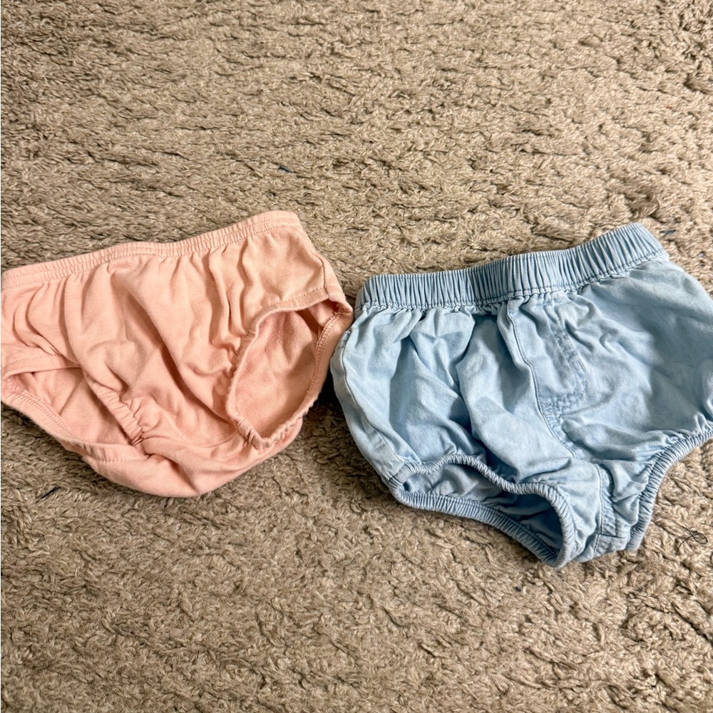 Cat & Jack & Carter’s Light Pink and Denim Bloomers Diaper Covers - 6-9 months